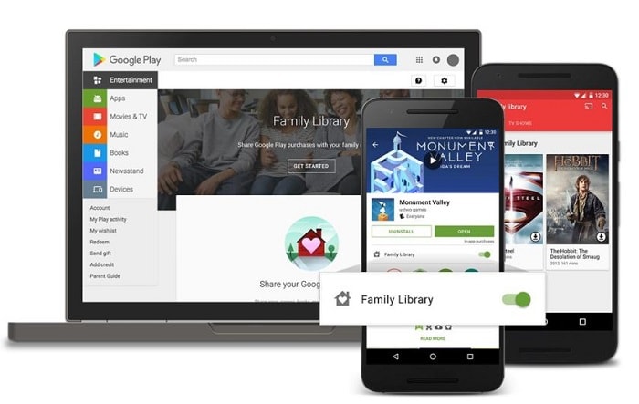 Семейная библиотека в Google Play